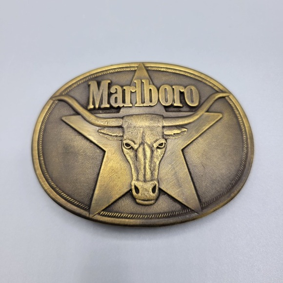 Marlboro Other - Vtg 1987 Marlboro Solid Brass Belt Buckle By Philip Morris Longhorn Design